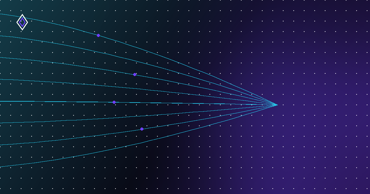 Abstract lines converging into a single point on a dark teal-to-purple gradient, representing a HubSpot pipeline brought into focus
