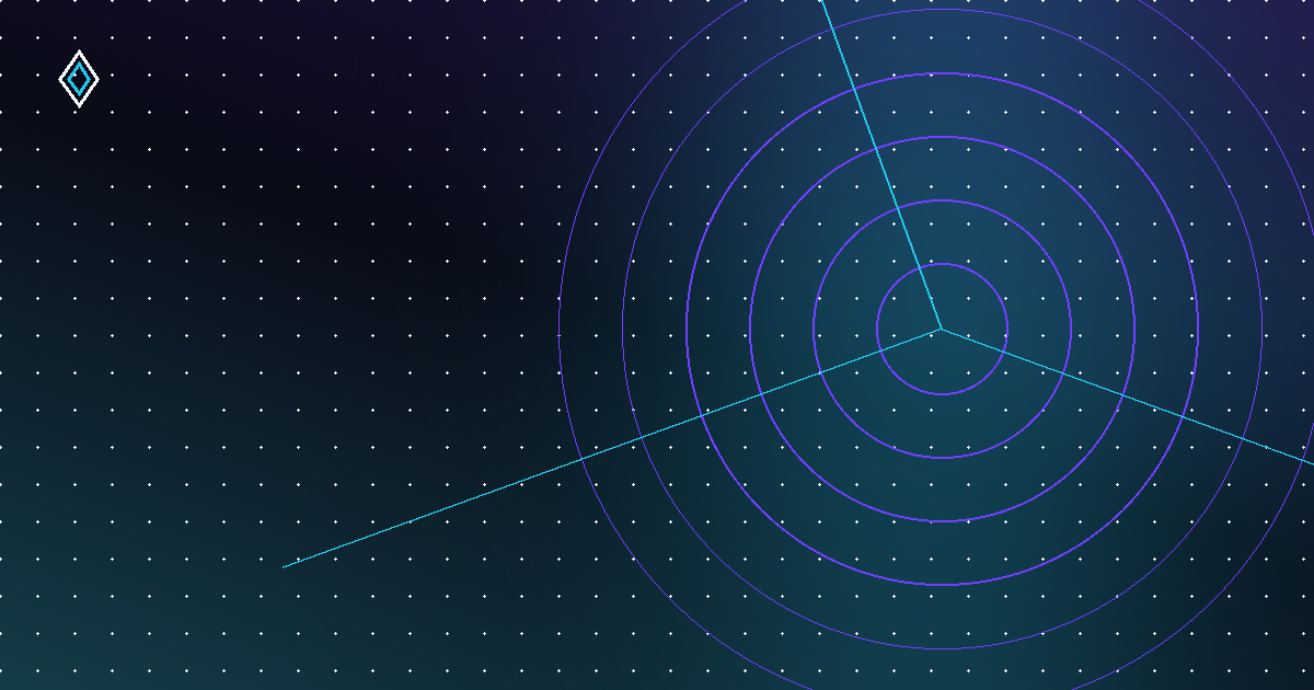 Abstract concentric rings on a dark purple-to-teal gradient, representing joined-up commercial systems
